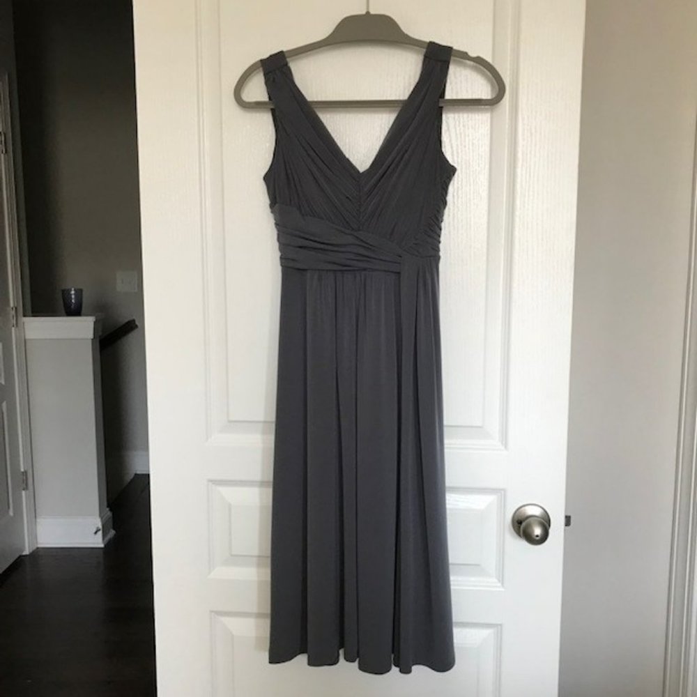 STUNNING Grey Cocktail Dress with Draped Back